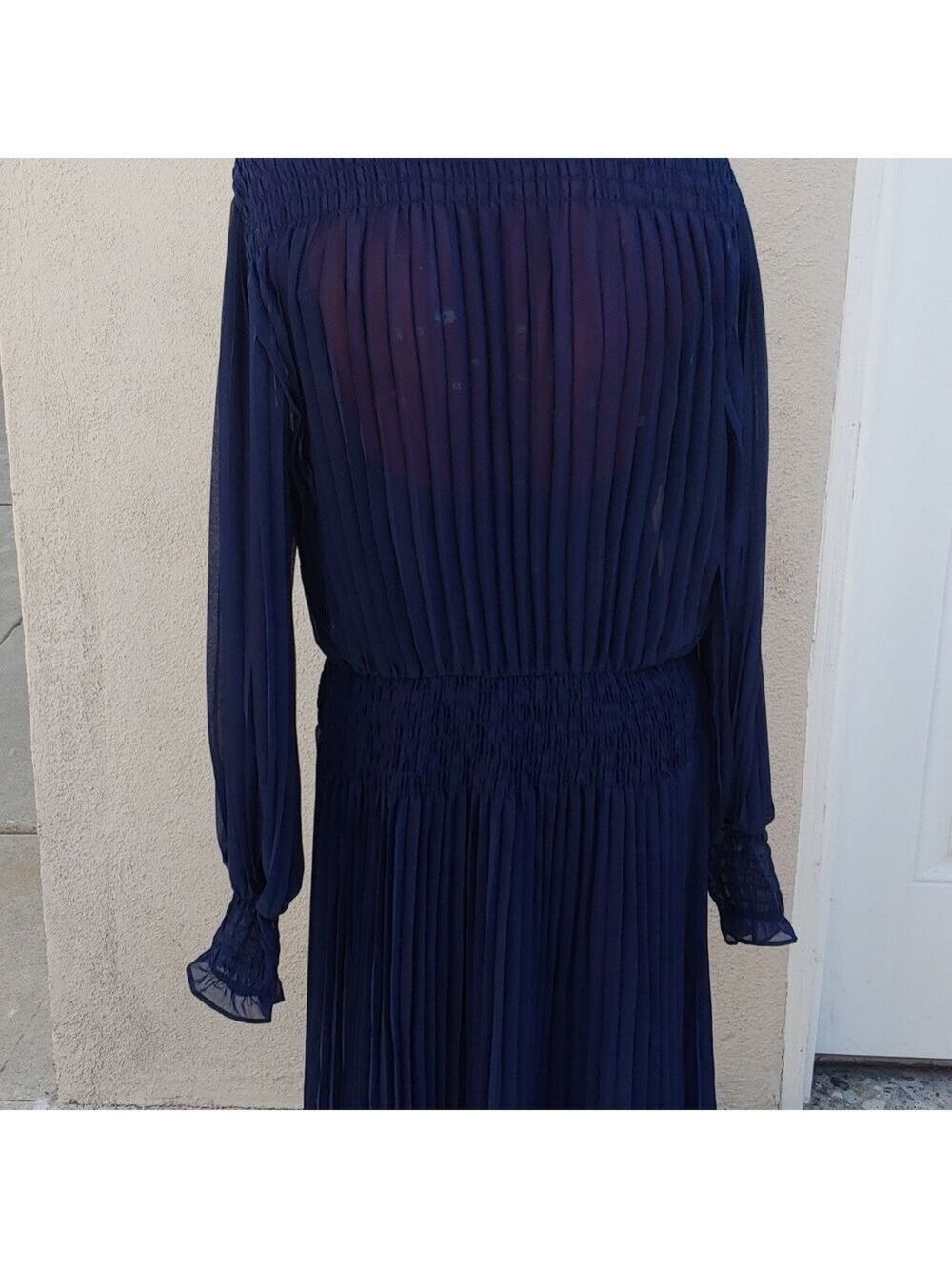 Banana Republic Women's Navy Pleaded Dress -Medium - Picture 10 of 13